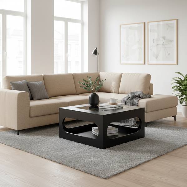 Couchtisch Polygontile Schwarz - Holzwerkstoff - 70 x 35 x 70 cm