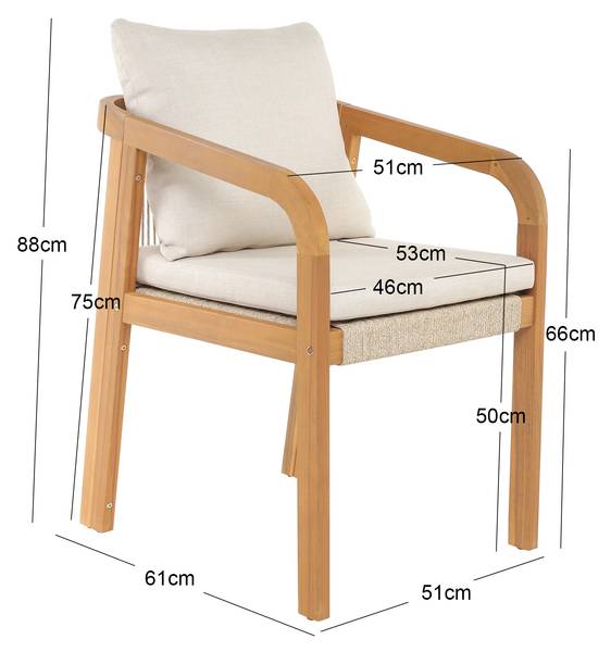 Holzstühlen  DELGADO 2er Set Beige