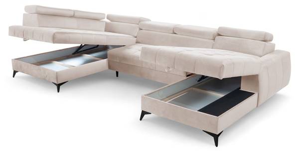 Wohnlandschaft Schlafsofa AGNESA Beige - Ecke davorstehend rechts