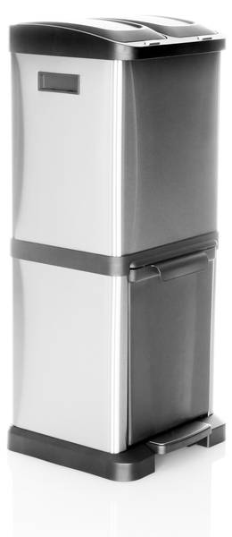 Mülleimer CLEAN VII Silber - Stahl - 32 x 78 x 32 cm