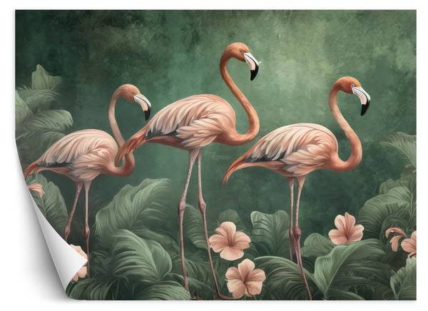 Papier peint flamants animaux de la 250 x 175 cm