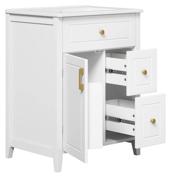 Badezimmerschrank JINBA35 Ⅲ Weiß - Holzwerkstoff - 47 x 87 x 61 cm