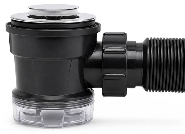 Siphon mit pop up Ablaufventil 0100 Schwarz - ABS - 6 x 8 x 39 cm