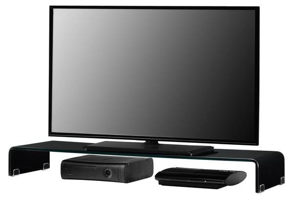 Réhausseur d'écran Pretoria en verre Noir - Verre - 120 x 13 x 30 cm