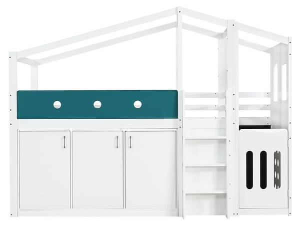 Hochbett ZoomBA130 Ⅰ Weiß - Holzwerkstoff - 110 x 190 x 257 cm