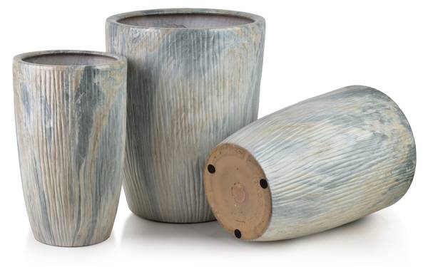 Blumentopf NEVA 3er-Set Grau - Keramik - 37 x 47 x 37 cm