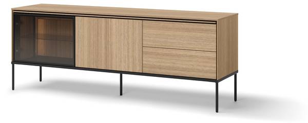 TV -Schrank VISSO Schwarz - Braun - Klarglas - 167 x 62 x 41 cm