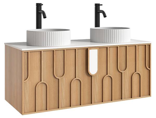 Doppelwaschtisch MERKAN Braun - Holz teilmassiv - 120 x 49 x 50 cm