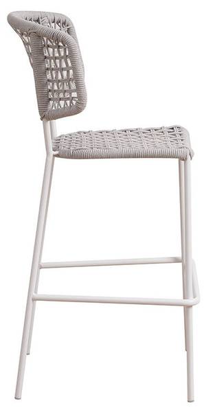 Garten Barhocker Außen  Leslie Seil Weiß - Naturfaser - 58 x 109 x 40 cm