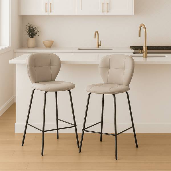 Barhocker MAURA 2er-Set Beige - Kunststoff - 52 x 67 x 45 cm