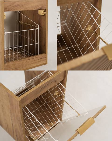Badezimmerschrank Loara X Schwarz - Braun - Gold - Holzwerkstoff - 140 x 57 x 46 cm