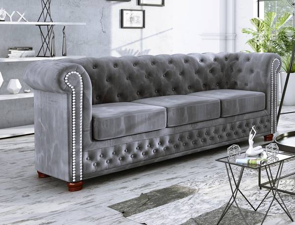 Chesterfield Ely Polstergarnitur 3+2+1 Grau
