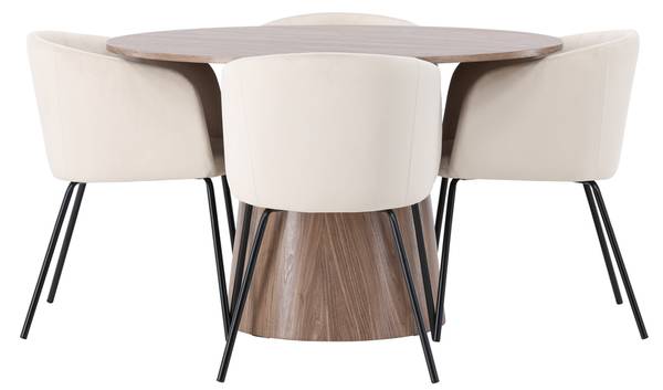 Essgruppe LANZA Beige - Braun - Holzwerkstoff - Metall - 120 x 75 x 120 cm