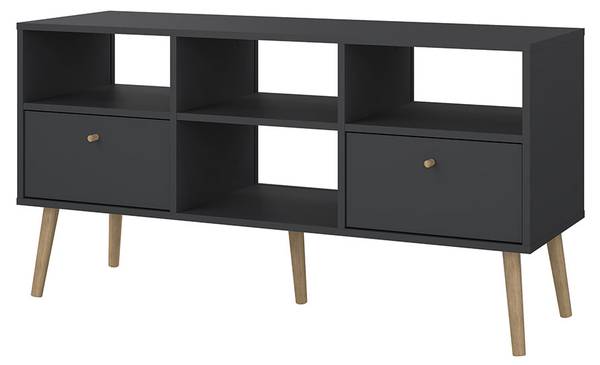 TV-meubel Bodo grijs - deels massief hout - 118 x 61 x 40 cm