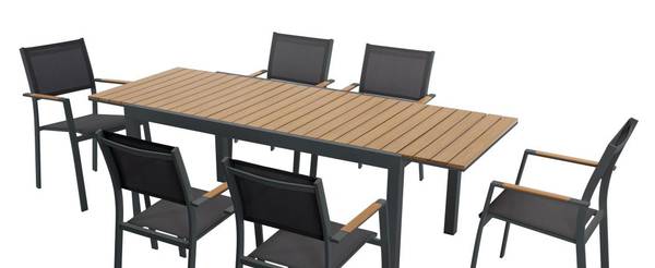 Gartenessgruppe im Set MACILA Grau - Metall - 60 x 1 x 57 cm