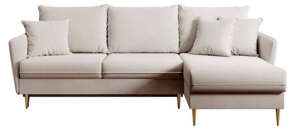 Hoekbank VOLIO beige - velours - 223 x 88 x 145 cm