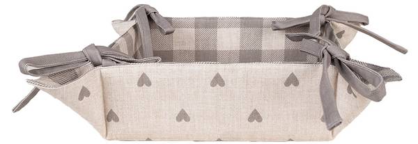 Brotkorb Herzen LOVING CHIC Beige - Textil - 35 x 8 x 35 cm