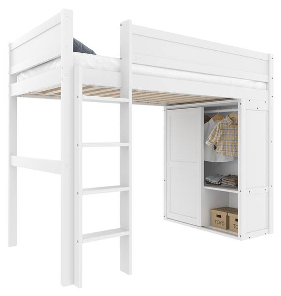 Hochbett K-510 Weiß - Holzwerkstoff - 102 x 165 x 205 cm