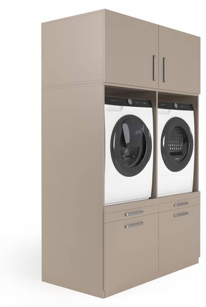 Waschmaschinen schrank Brugge Grau - Holzwerkstoff - 133 x 211 x 70 cm