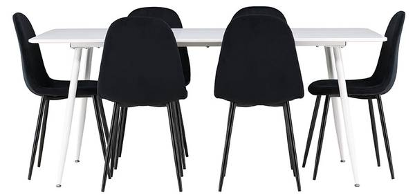 Eetkamerset Silar 7-delig wit - plaatmateriaal op houtbasis - 90 x 75 x 180 cm