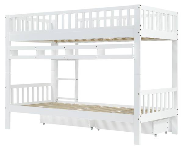 Etagenbett Ida Weiß - Massivholz - 95 x 152 x 204 cm