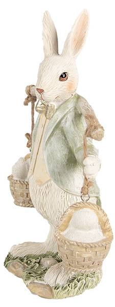 Beeld Konijn DekoEaster-Rylan wit - kunststof - 7 x 17 x 12 cm