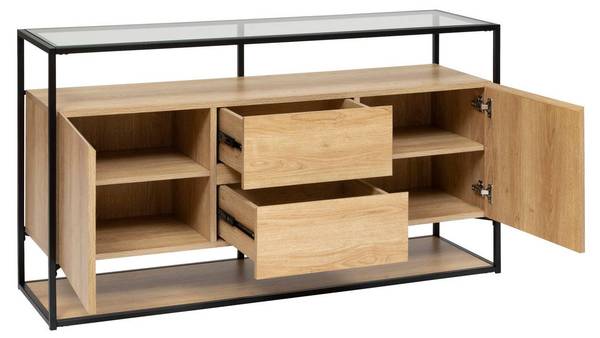Sideboard mit 2 Türen ALDEA Beige - Kunststoff - 40 x 80 x 140 cm