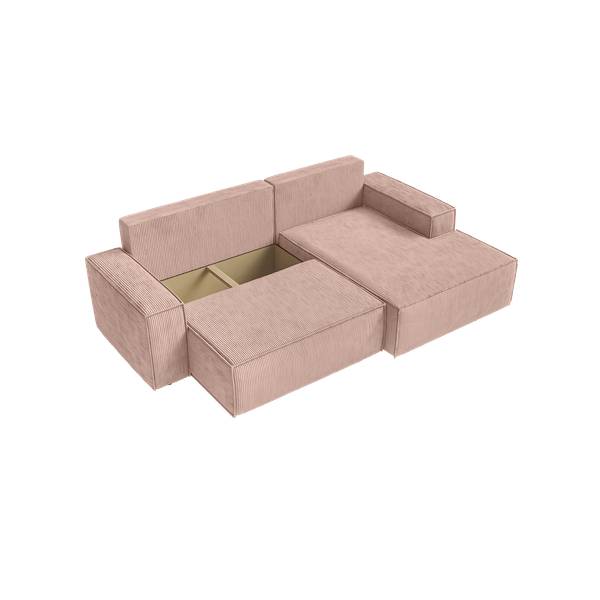 Ecksofa Kokko Hellrosa - Ecke davorstehend rechts - Ottomane davorstehend rechts