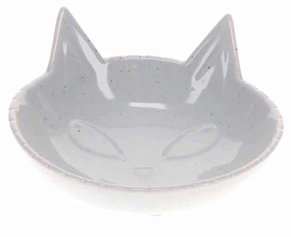 Futternapf Stone Kitty Face Weiß - Keramik - 14 x 7 x 14 cm
