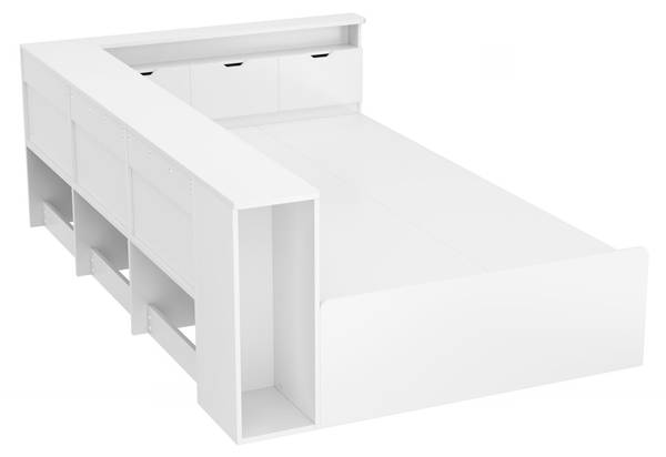 Jugendbett Levi Weiß - Holzwerkstoff - Massivholz - 118 x 66 x 213 cm