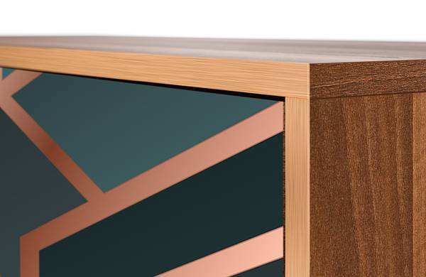 Sideboard S3 Walnuss Blau - Holzwerkstoff - 115 x 84 x 41 cm