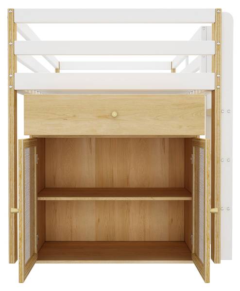 Hochbett Noah Braun - Weiß - Holzwerkstoff - Massivholz - 96 x 120 x 204 cm