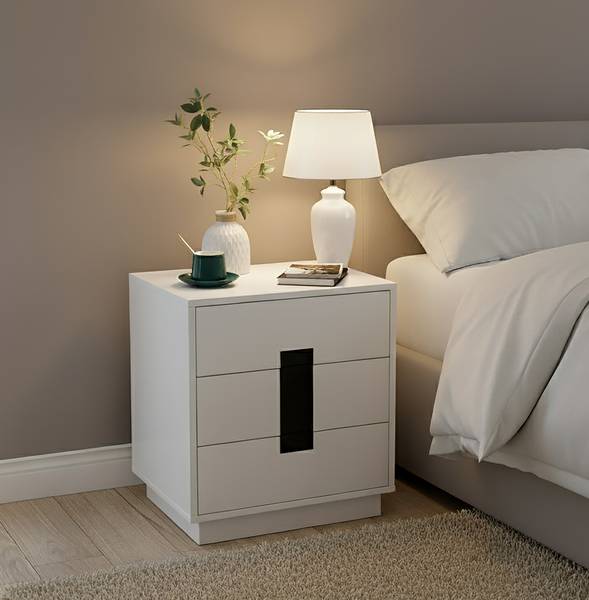 Commode met lades zwart - wit - plaatmateriaal op houtbasis - 50 x 56 x 40 cm