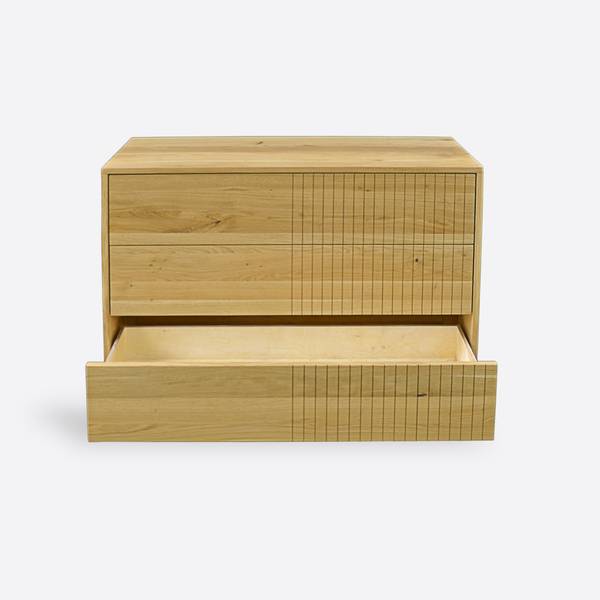 Eichen Kommode mit 3 Schubladen NESS Braun - Eiche - 120 x 90 x 45 cm