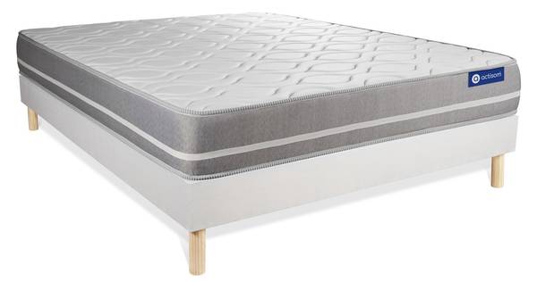 Bettgestell und Matratze Actimemo touch Weiß - Massivholz - 120 x 49 x 220 cm