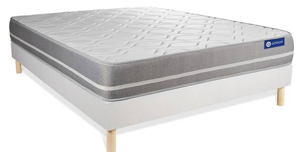 Bettgestell und Matratze Actimemo touch Weiß - Massivholz - 130 x 49 x 190 cm