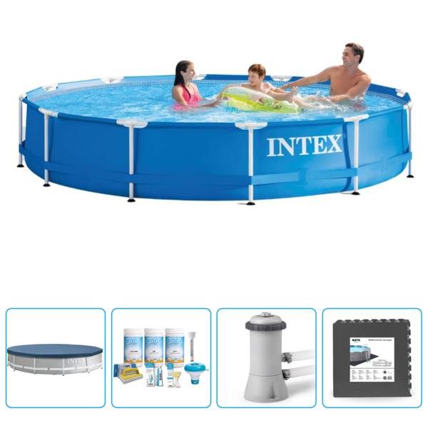 Schwimmbad-Set 282103 (5-teilig) Blau - Kunststoff - 366 x 76 x 366 cm