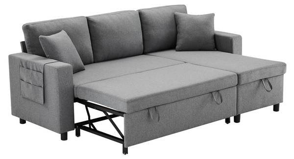 3-Sitzer-Sofa Mixed Grau - Textil - 143 x 83 x 220 cm