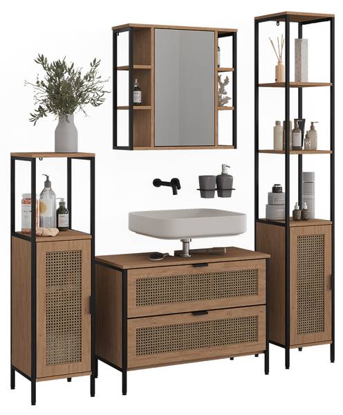 Meubles bain Linara 63270 lot de 4 Marron - Bois manufacturé - 80 x 59 x 35 cm