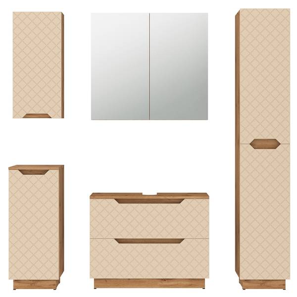 Badmöbel-Set Lotta 59524 5er Set Beige - Kaschmir - Eiche Dakota Dekor