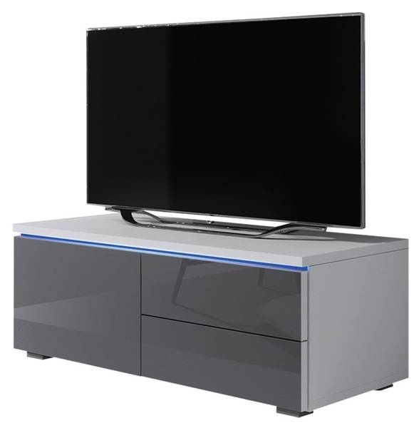 TV-Lowboard XIL Hochglanz Grau - Weiß