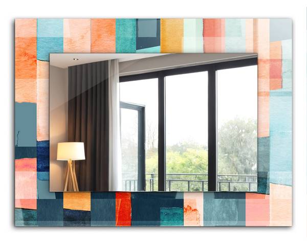 Wandspiegel Bunte abstrakte Rechtecke Höhe: 80 cm
