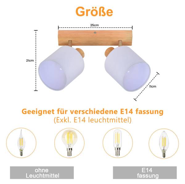 Deckenstrahler SALSW Braun - Weiß - 16 x 13 x 28 cm - Naturfaser - Textil - Durchmesser Lampenschirm: 11 cm