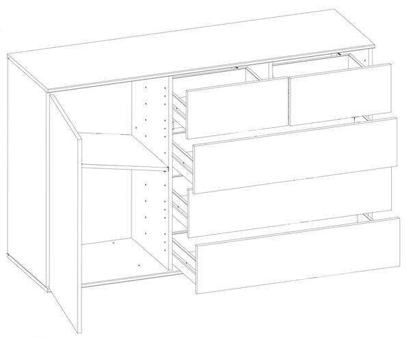 Kommode GRANADA-43-69 Grau - Holzwerkstoff - 130 x 83 x 41 cm