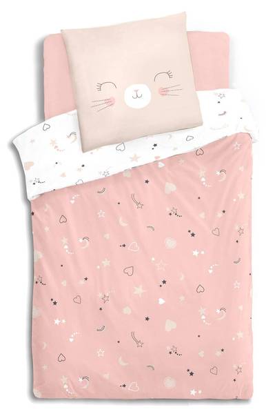 Parure de lit enfant HYPNO Rose foncé - Fibres naturelles - 1 x 140 x 200 cm