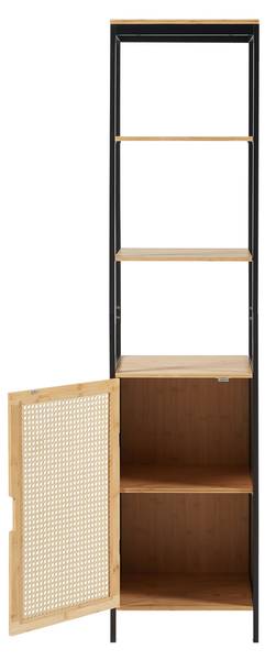Bad-Hochschrank Tervola Beige - Schwarz - Bambus - Holzwerkstoff - Kunststoff - 40 x 172 x 35 cm
