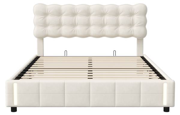 Polsterbett Boxspringbett HYF06 Beige - Metall - Massivholz - 161 x 103 x 205 cm