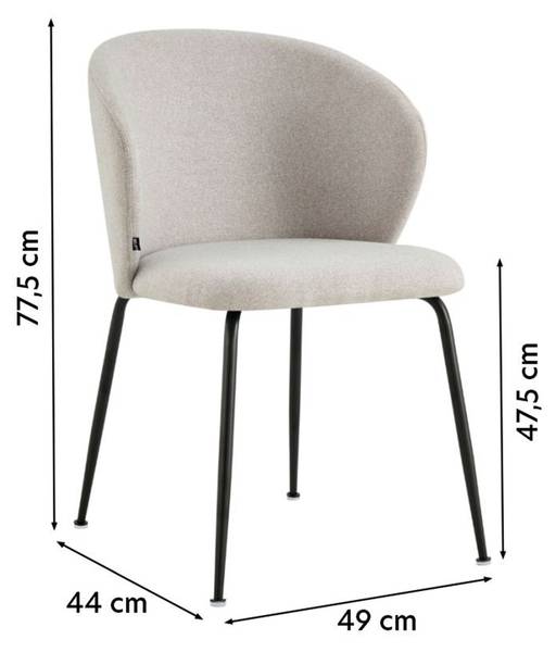Chaise rembourrée MEALIZE Gris - Tissé à plat - 44 x 78 x 49 cm