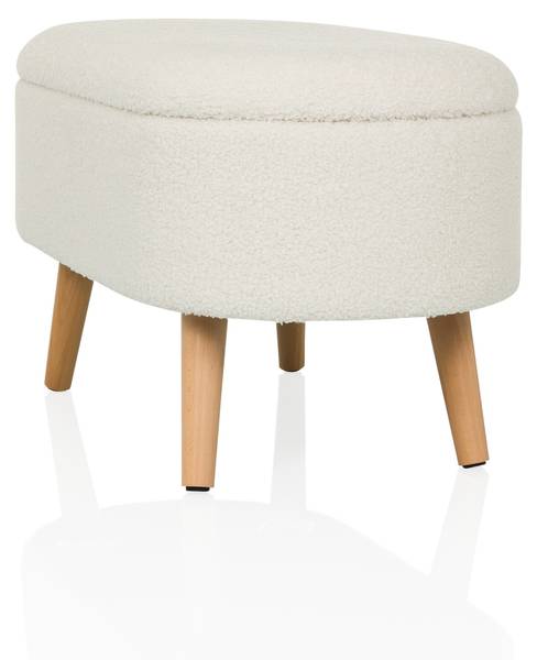 Sitzbank STORIANO Weiß - Strukturstoff - Polyester - Kernbuche - 47 x 43 x 82 cm