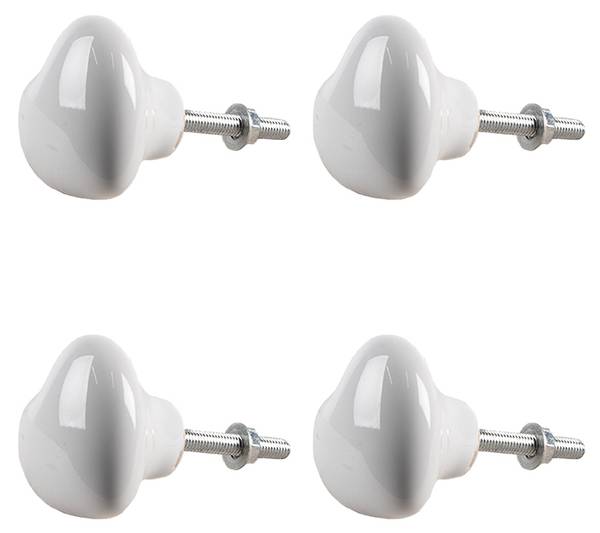 Möbelknöpfe Herz Israel 4er Set Weiß - Keramik - 3 x 4 x 4 cm